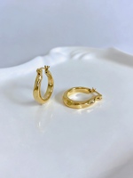Boucles d'oreilles créoles martelées en or véritable 18 carats pour femmes, créoles clicker texturées, bijoux personnalisés en gros