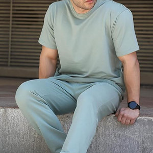 Vêtements de sport pour hommes, été, respirants, légers, séchage rapide, 100% coton, fitness en plein air, jogging, entraînement en salle de sport, motif uni - Product Image 3