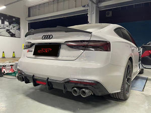 Difusor de parachoques trasero de fibra de carbono con luz LED para Audi <span class=keywords><strong>A5</strong></span> S5 B10, alerón deportivo, kit de carrocería 2020 + - Product Image 6