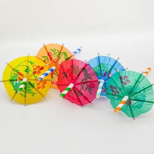 Pailles en papier colorées écologiques sans BPA, personnalisables en gros, avec parapluie pour cocktails et décoration de fruits - Product Image 6