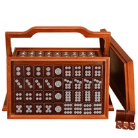 Jeu de tuiles de mahjong en agate rouge de taille moyenne, en jade, polies à la main, pour usage domestique, rassemblement familial, jeu de table de loisirs avec boîte de rangement