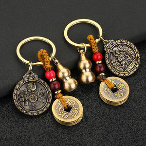Calabaza valiente cinco emperador dinero llavero Metal Hombres estilo chino latón <span class=keywords><strong>doce</strong></span> Zodiaco llavero - Product Image 4