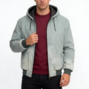 Giacca in tela con cappuccio da uomo, fornitura diretta dalla fabbrica, 100% cotone, resistente, traspirante, antivento, stile Detroit, <span class=keywords><strong>bomber</strong></span> lavato. - Product Image 2