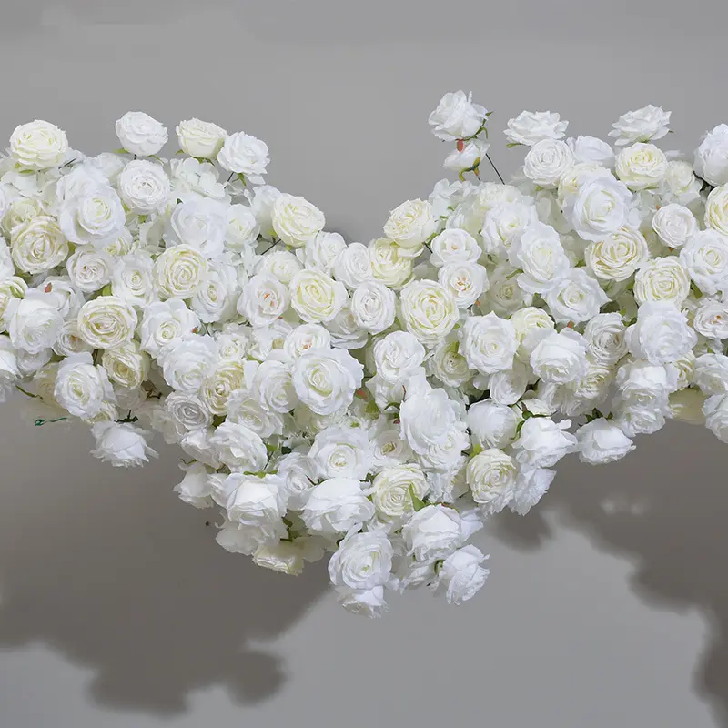 2024 dekorasi pernikahan berbentuk hati lengkungan bunga buatan putih lengkungan bentuk hati bunga buatan