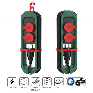 Eu Schuk <span class=keywords><strong>PP</strong></span> 2 saídas aterrado ao ar livre 3.2m preto power strip cabo à prova de intempéries tomada com caixa impermeável IP44 - Product Image 3