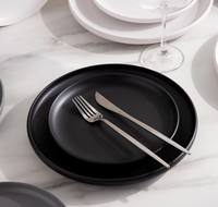 Ensemble d'assiettes en porcelaine mate écologiques en gros |   Assiettes à dîner de 10,5 pouces avec logo personnalisé, plusieurs couleurs pour restaurants et hôtels