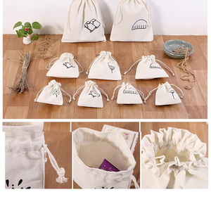Sacs à cordon réutilisables personnalisés, petits sacs anti-poussière en coton, emballage promotionnel pour cadeaux, poignée en corde, pliables - Product Image 5