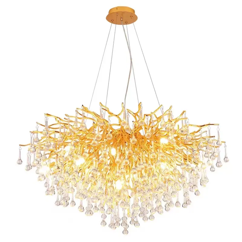 popular living room dinner room bedroom crystal branches gold color water drop chandelier&pendant light