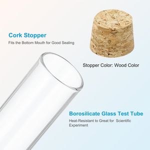 Tubes à essai en verre transparent de 25 ml à fond plat avec bouchon en liège pour les pots à café, les boîtes à bonbons, le sel de bain - Product Image 3