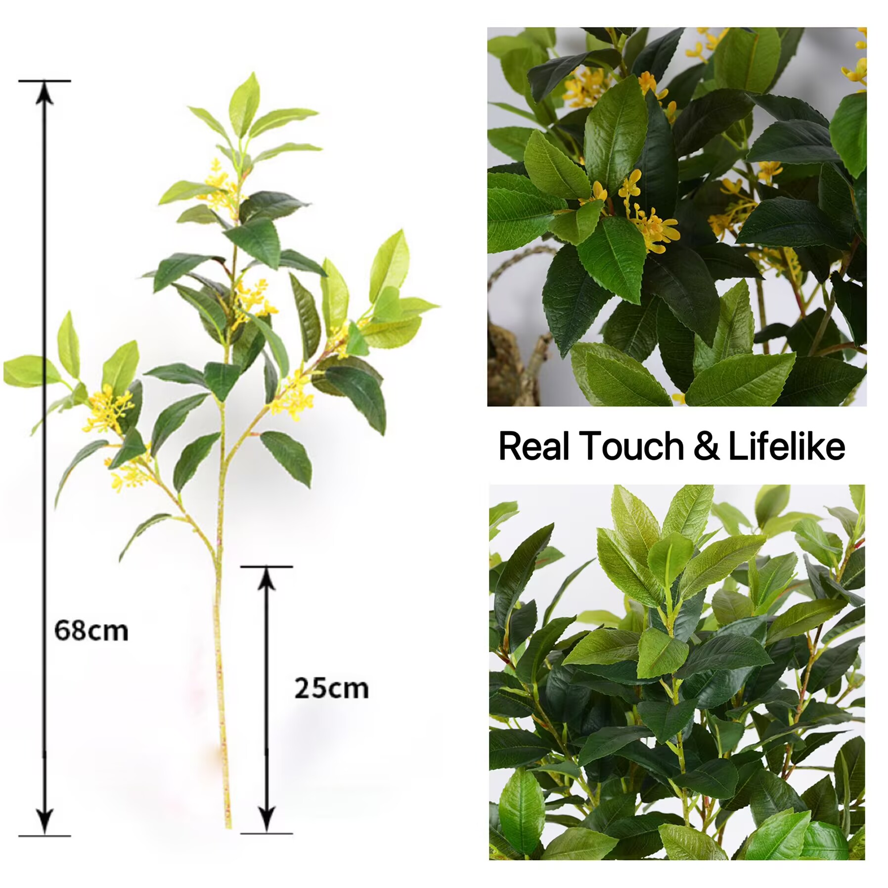 artificial green leaves and white flowers