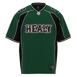 Camiseta Deportiva HEALY Verde y Negra con Contraste, Estilo Americano, Malla Transpirable, Cuello en V, Ligera, para Fútbol - Product Image 1