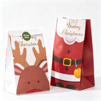 Sacs en papier kraft pour bonbons avec impression de personnages de Noël pour les boulangeries et les confiseries, fournitures d'emballage de cadeaux de Noël