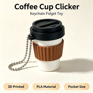 Porte-clés Clic-Cacahouette Tasse à Café, Jouet Anti-Stress Portable en PLA Imprimé en 3D, Breloque pour Sac à Dos, Jouet à Cliquer et à Jouer - Product Image 3