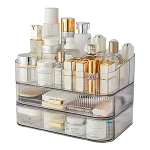 OWNSWING Acrylic Clear Makeup Organizer Makeup Storage Organizer Box With Drawers Plastic Desktop Organizer