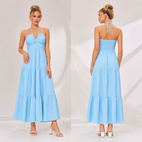 Nouvelle Robe Longue Élégante à Col Halter Légère pour Femme, Style Été 2026, Idéale pour la Plage (Collection Australie)