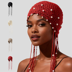 Gorro de punto de actuación de <span class=keywords><strong>Teatro</strong></span> de escenario con borlas de perlas para niñas clásicas - Product Image 1