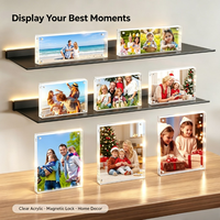 Support photo magnétique en acrylique moderne transparent double face pour table de bureau, décoration intérieure, présentoir