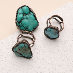 Anéis de Pedra Preciosa Vintage Bohemia por Atacado, Personalizados com Configuração de Bezel em Turquesa, Anel Ajustável para Mulheres e Homens - Product Image 5
