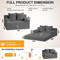 Sofá Cama Esquinero Convertible, Sofá de Dos Plazas Plegable, Futón para Suelo, Sin Brazos, Cuadrado, Chenilla, para Villa, Escuela, Hogar