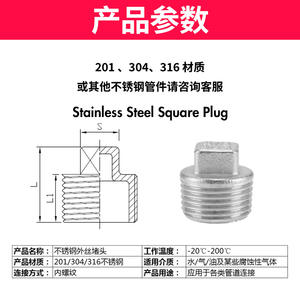 Fabricante de Tapones Roscados de Acero Inoxidable 304/316, Tapones de Cuatro Esquinas, Sellos para Plomería - Product Image 3
