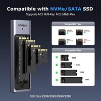 Boîtier SSD NVMe SATA UGREEN M.2 en aluminium, 10 Gbps, USB C, externe, portable, compatible NVMe M.2, USB 3.2 Gen2, prise en charge UASP Trim