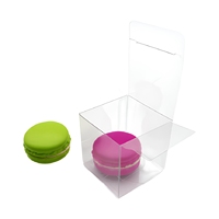 Boîte en plastique transparente jetable pour emballage de pain, conteneur alimentaire pour macarons et pâtisseries, portion individuelle, avec logo de boulangerie