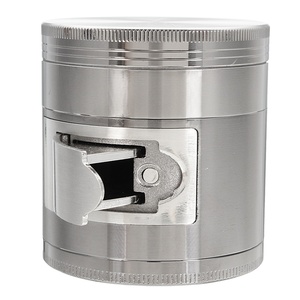 4 Lyaers 63mm Venta al por mayor Nueva llegada Flat Metal Side Opening Smoking Grinder Zinc Metal Logotipo personalizado Grinder <span class=keywords><strong>Tabaco</strong></span> - Product Image 1