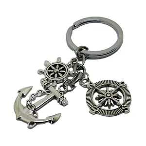 Promotion Product Creative Navigation Metal Keychain Functional Nautical Steering Wheel Keychain