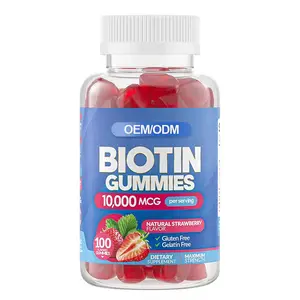 Hersteller 10000 MCG Biotin Vegan Gummibärchen Vitamin Zucker Zucker Gummibärchen Nahrungsergänzungsmittel für Hirngesundheit und Muskeln