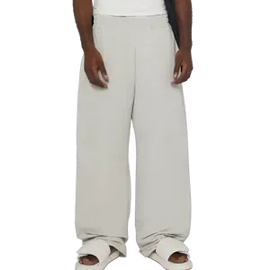 Custom Men's Pants Trousers Streetwear Loose Breathable Sweat Stacks Pant Cotton Wide Leg Fit Pant