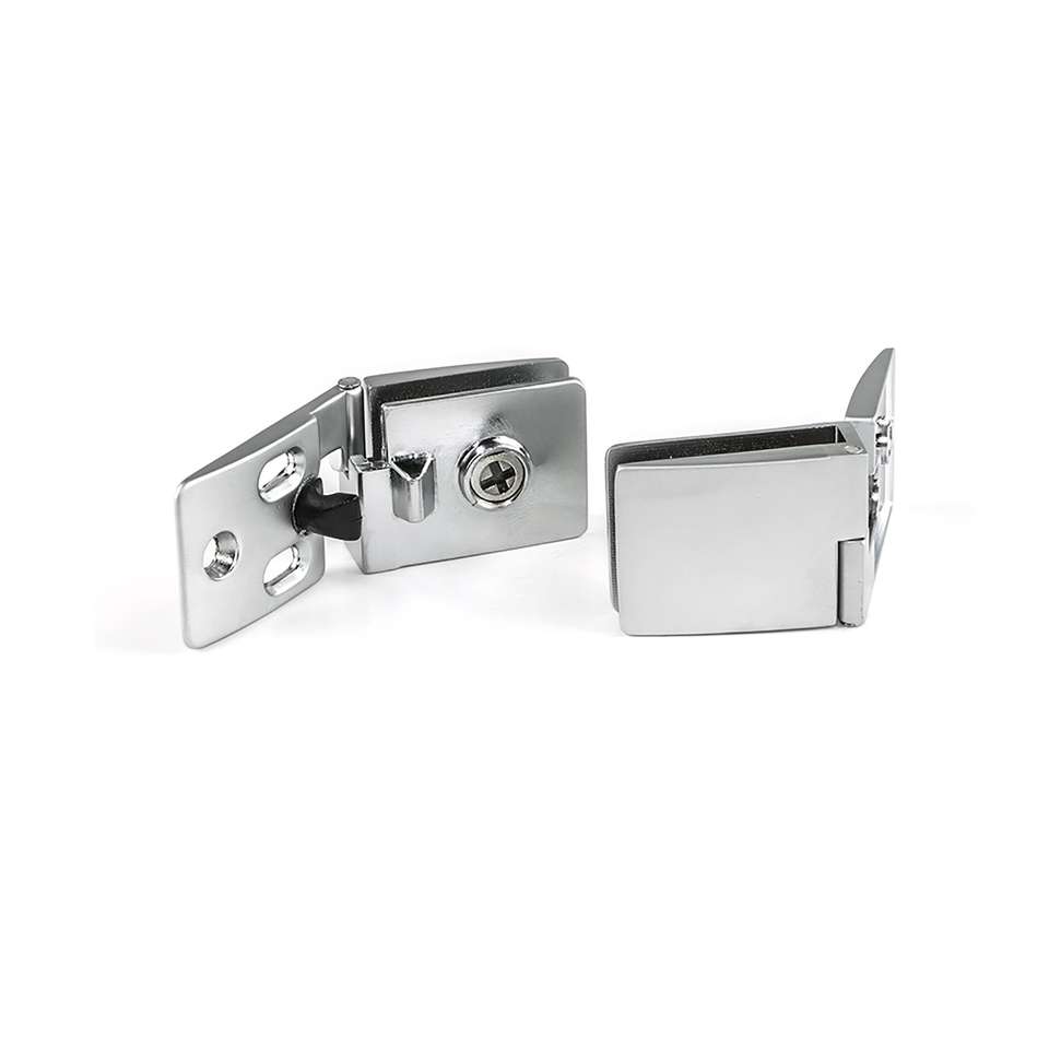 EMUCA 1015964 Satin Matt Chrome Glass Door Hinge Set 4-5mm Thick Central Location Composed Zinc Alloy Brass Aluminum Plastic