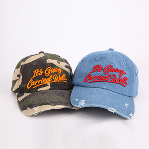 Gorra de Béisbol Personalizada de Alta Calidad, <span class=keywords><strong>6</strong></span> Paneles, Estilo Desgastado, Camuflaje, Bordado 3D, Estilo Vintage, Tipo Dad Hat - Product Image 3