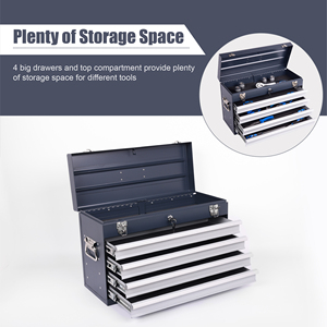 Manufacturer Direct 21" Portable <b>Heavy</b>-<b>Duty</b> Industrial Metal <b>Tool</b> <b>Box</b> 4-Drawer Locking <b>Tool</b> Chest EVA Liners for Workshop Repair - Product Image 4