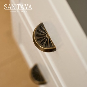 Santaya <strong>Antique</strong> Brushed Brass Handles Orange-shaped for Kitchen Cabinets Bedroom Wardrobe <strong>Drawer</strong> <strong>Knobs</strong> and Furniture Handle - Product Image 4