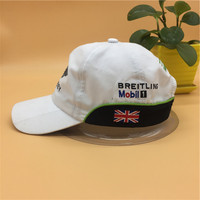 Casquette de baseball de course personnalisée OEM ODM, 100 % polyester sergé, respirante, imperméable, service de broderie multi-logos, sur mesure