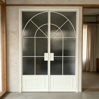 Servicio OEM, Puerta de Vidrio con Marco de Aleación de Aluminio Ultra Delgado, Puerta Abatible de Vidrio y Aluminio con Diseño de Rejilla Arqueada