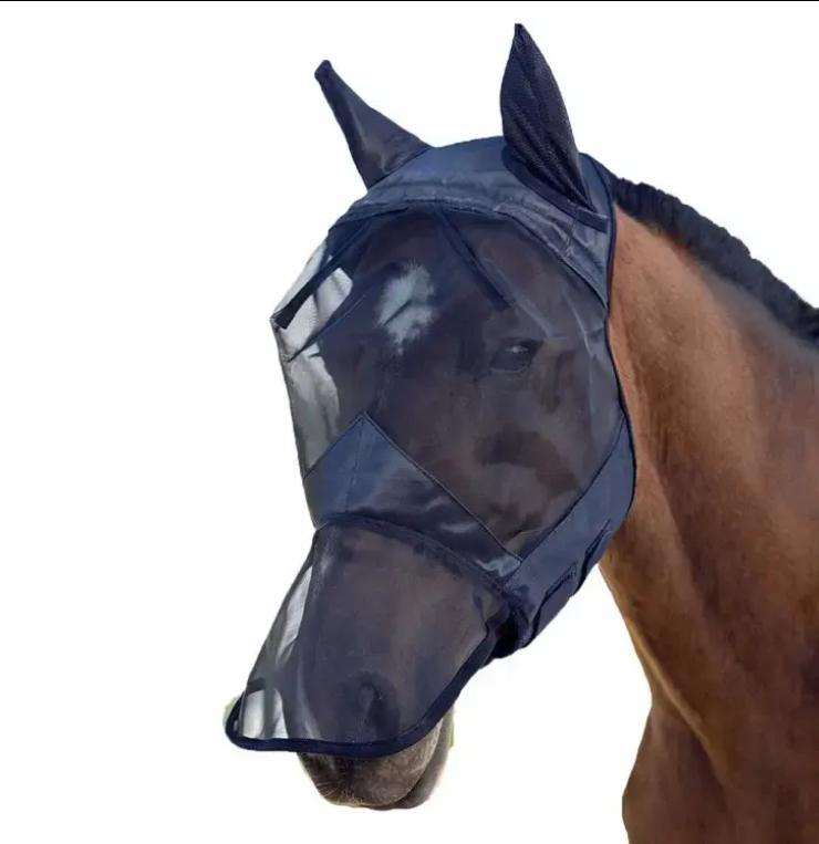 2 Máscaras Para Moscas De Caballo, Máscara De Caballos Con Orejas Y Protección Larga Para La