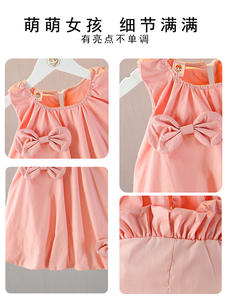 Rok anak perempuan 2025 rompi pita musim panas gaun bayi manis versi Korea gaun tanpa lengan rok putri gaya asing - Product Image 2