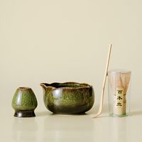Ensemble de bols en céramique Matcha avec fouet en bambou et passoire en acier inoxydable, design Wabi Sabi pour la cérémonie du thé