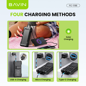 BAVIN <span class=keywords><strong>Powerbank</strong></span> Portatile da Esterno PC1198 5 Uscite Ricarica Rapida all'Ingrosso 10000mAh 22.5W Pannelli LED Caricatore Solare Power Bank - Product Image 3