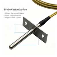 Sonde de température à montage sur bride, thermocouple de type K personnalisé avec câble en fibre de verre, vente en gros d'usine OEM ODM