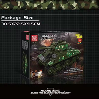 20024 Mould King Véhicules Militaires Américains Char Sherman M4 Briques de Construction de Char de Combat de la Seconde Guerre Mondiale Ensemble de Blocs à Assembler Jouet Cadeau