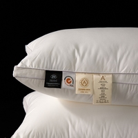 Oreiller de cou en duvet de canard et de plumes de luxe 5 étoiles avec motifs solides et végétaux, housse 100% coton pour hôtel et usage domestique