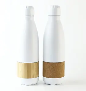 18盎司环保热创意产品双壁不锈钢保温瓶竹/软木水饮用保温瓶