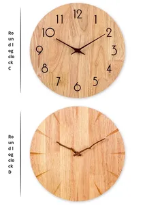 Reloj de Pared Redondo de Madera Decorativo para Sala de Estar, Estilo Nórdico, Silencioso, con Hora Mundial, Simple y Creativo, Decoración para el Hogar - Product Image 4