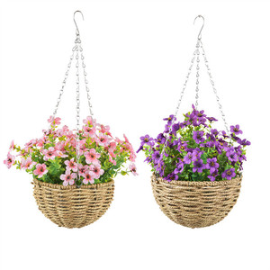 Cesta colgante para <span class=keywords><strong>maceta</strong></span>, Cestas tejidas de algas marinas para plantas, colgador de plantas blancas para exteriores, soporte suculento de <span class=keywords><strong>coco</strong></span> de 12 pulgadas - Product Image 1
