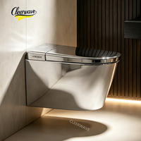 Nouvelle toilette intelligente électrique murale japonaise de luxe 2026 avec télécommande argentée 001