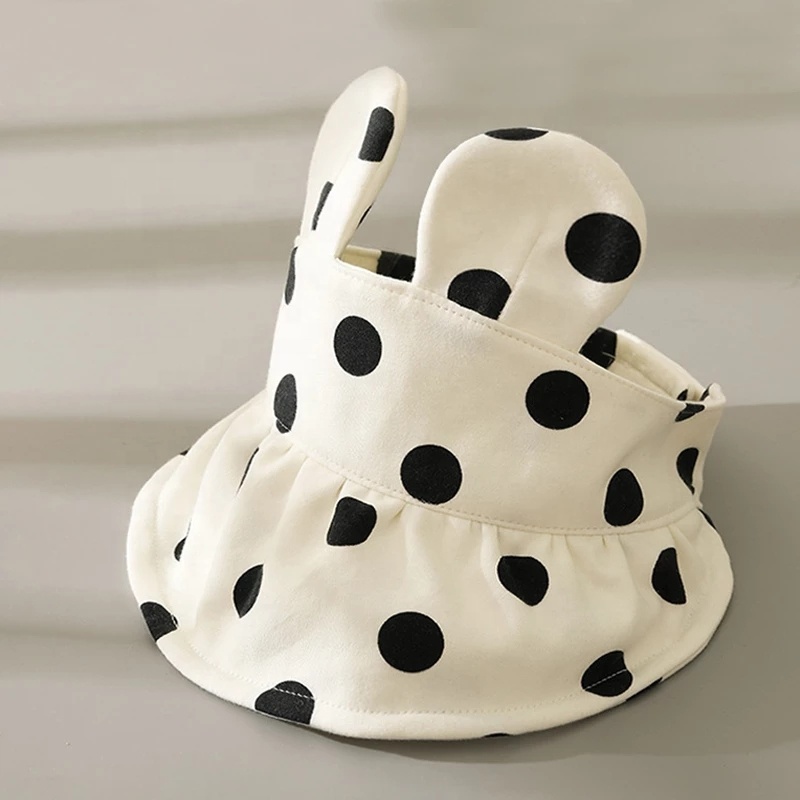 2022 Мода; Детские шапки и шляпы; Сезон лето Дети Ясельного возраста УФ шляпа для детей» и кроличьими ушками, пальто в горошек пляжная шляпа для мальчиков и девочек на открытом воздухе Регулируемый аксессуары для путешествий