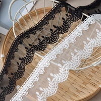 Dentelle en tulle de soie de lait double face simple de 5 cm de large, dentelle en maille brodée soluble dans l'eau pour la décoration de vêtements et de robes