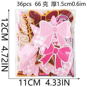 Patchs thermocollants brodés rose pour le cheerleading et les jours de match, avec motifs étoile, nœud, mégaphone, style preppy, pour équipes de cheerleading sportives féminines - Product Image 4